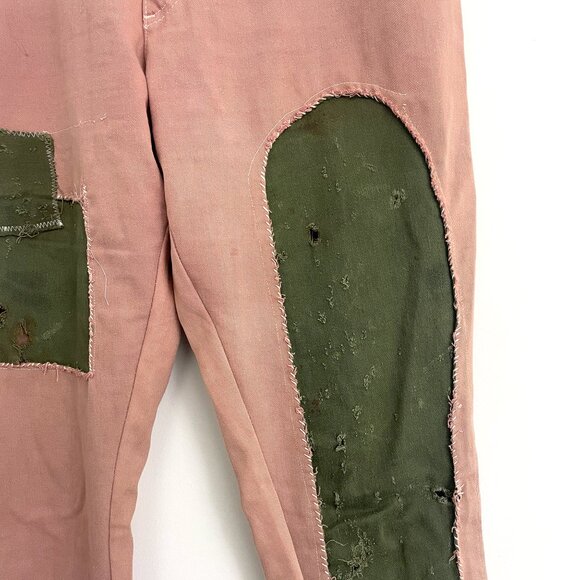 Customized AWOL Vintage Lee Pink Jeans w/ Army Green Patchwork - Picture 4 of 6